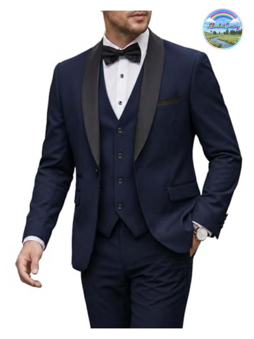 Men's 3 Piece Slim Fit Tuxedo Set with Tie Shawl Lapel Suit